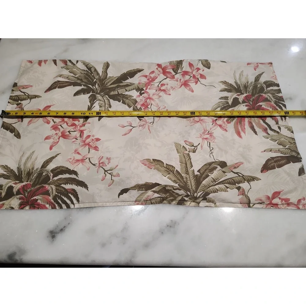 2/Tommy Bahama Bonny Cove KING SHAMS Palm Orchid Tropical Beach Beige Pink Green